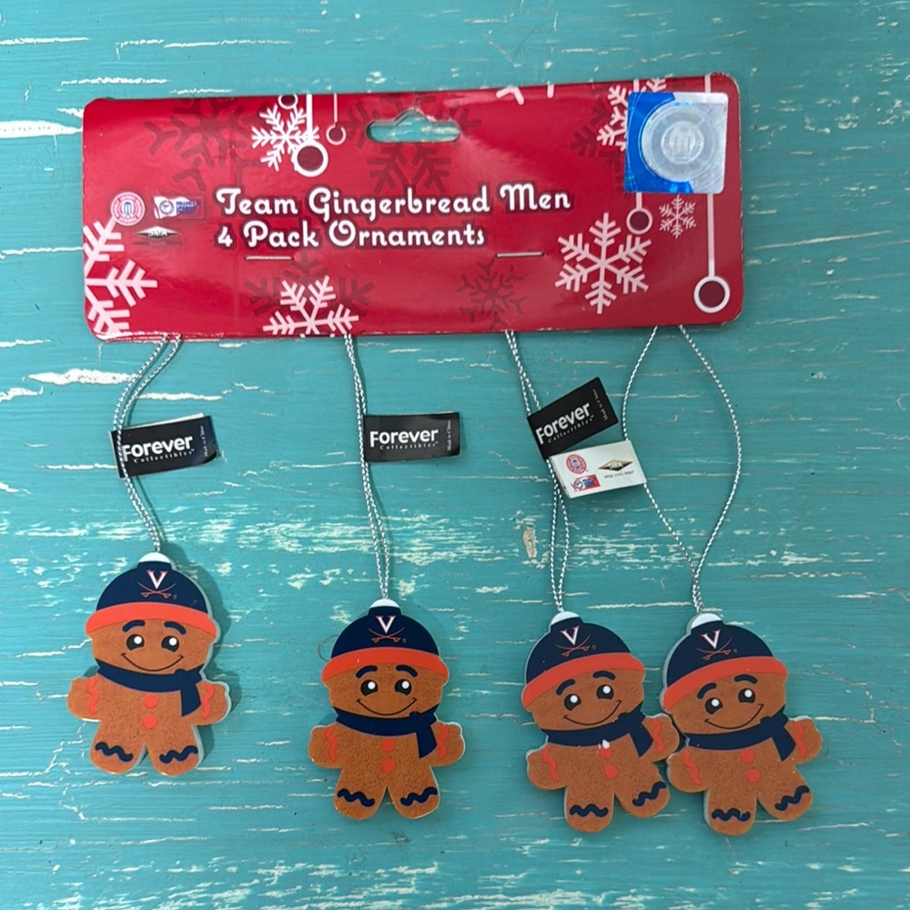 UVA gingerbread ornaments. Pack of 4. NWT.